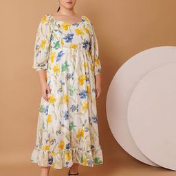 Sztori Floral Print Georgette Fit & Flare Maxi Dress-picture-46