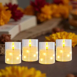 Golden Peacock Transparent Set of 4 Candle Holder image 4