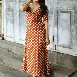 TRUE TONES Polka Dot Print A-Line Maxi Dress image 1