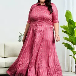 ANJIR Women Plus Size Printed Shirt Maxi Shirt Dress-image-18