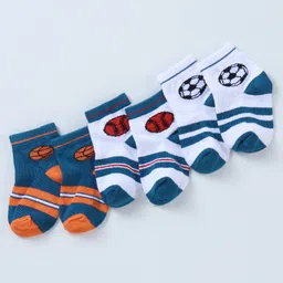 cute walk by babyhug Cutewalk By Babyhug Anti Bacterial Ankle Length Ball Print Socks Pack Of 3 - Blue & White-picture-19