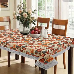 Dakshya Industries PVC Waterproof 6 Seater Dining Table Cover - Beige-picture-11