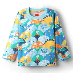 Babyhug Cotton Knit Full Sleeves Co-Ord Night Suit With Dino Print - Multicolor image 2
