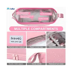 FunBlast Portable Cosmetic Bag with Handle Pack of 1 Pink image 2