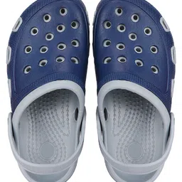 BERSACHE Colour Blocked Perforated Slingback Clogs - Grey image 3