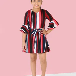 Naughty Ninos Striped Bell Sleeve Crepe A-Line Dress-image-58
