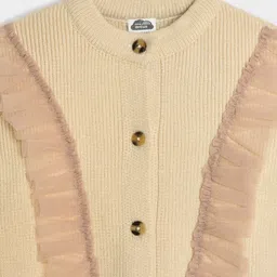 Mi Arcus Full Sleeves Net Detailed Sweater - Beige image 5