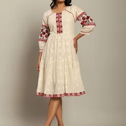 ZUMMER Women Ethnic Motifs Embroidered A-Line Dress-picture-18