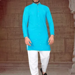 Riddhi Siddhi Enterprises Men Embroidered Chikankari Kurta-image-3