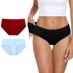 Diving Deep Women Pack of 3 Cotton Assorted Hipster Briefs-picture-27