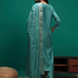 Sangria Women Embroidered Kurta With Trousers & Dupatta image 4