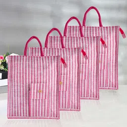 Kuber Industries 4-Pcs Pink Printed Handheld Bags image 1