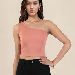 DressBerry Ribbed One Shoulder Fitted Crop Top-picture-11
