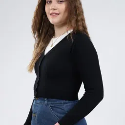 MONTE CARLO Black Solid Cardigan image 4