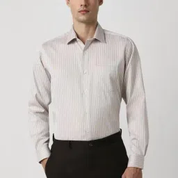 Van Heusen Beige Cotton Regular Fit Striped Shirt-image-7