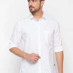 Spykar White Cotton Regular Fit Printed Shirt image 1