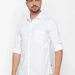Spykar White Cotton Regular Fit Printed Shirt image 3