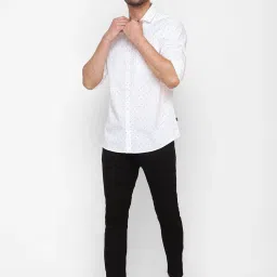 Spykar White Cotton Regular Fit Printed Shirt image 5