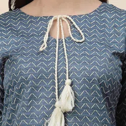 Satrani Grey Printed Straight Kurta image 5