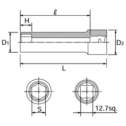 Ktc Hexagon Deep Socket 12.7 mm Sq. Drive, B4L-08 image 2