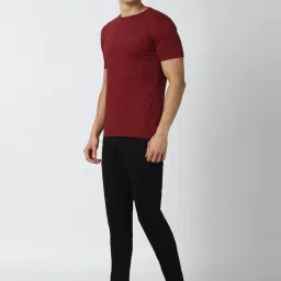 Peter England Maroon Cotton Regular Fit T-Shirt & Joggers image 3