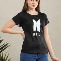 bearbrother Women Printed Round Neck Slim Fit T-shirt-image-57