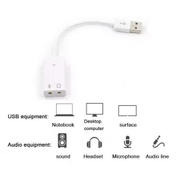 LOTA USB Sound Card with 7.1 Channel Virtual Surround Sound White with Mic, MST-814-LT image 4