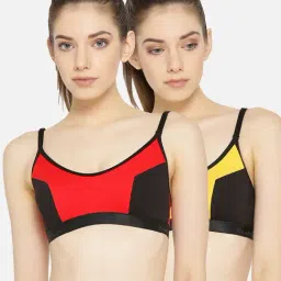 Lady Lyka Multicolor Non Wired Non Padded Sports Bra (Pack Of 2)-picture-34