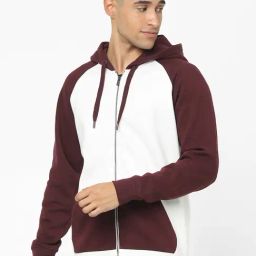 celio Celio* Maroon Regular Fit Colour Block Hooded Sweatshirts-picture-6