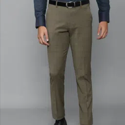 Louis Philippe Permapress Green Slim Fit Checks Trousers-picture-22