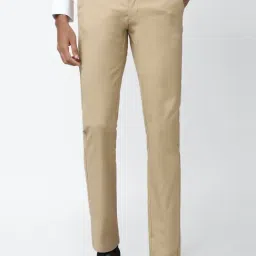 Van Heusen Khaki Cotton Slim Fit Trousers-picture-19
