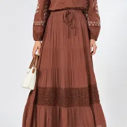 Honey by Pantaloons Brown Solid Skirt image 4