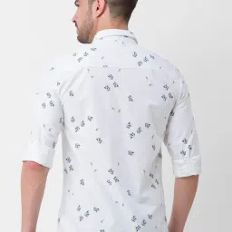 Spykar White Cotton Slim Fit Printed Shirt image 2