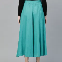 Varanga Teal Green Cotton Mid Rise Palazzos image 2