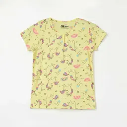 Fame Forever by Lifestyle Kids Yellow Cotton Printed T-Shirt-picture-34