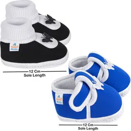 NESKA MODA Newborn Pack of 2 Pair 3 To 12 Months Unisex Baby Cotton Butterfly Soft Shoe Booties image 2
