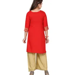 Aarika Kids Red & Beige Printed Kurta with Palazzos image 2