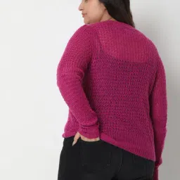 Vero Moda Curve Pink Self Design Sweater image 2