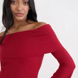 Styli Maroon Polyester Regular Fit Dress image 2