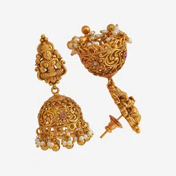 Kushal's Fashion Jewellery Gold-Plated Ruby Ethnic Antique Jewellery Set image 4