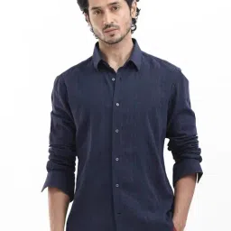 Rare Rabbit Navy Regular Fit Stripes Shirt-picture-11