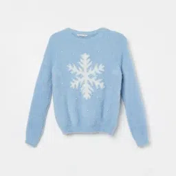 Fame Forever by Lifestyle Girls Blue Nylon Embossed Sweater-picture-27