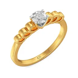 Joyalukkas 18k Yellow Gold & Single Diamond Crown Ring for Women-picture-40