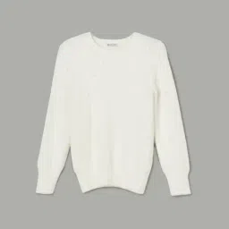 Fame Forever by Lifestyle Girls White Nylon Embossed Sweater-picture-30