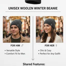 iSWEVEN Unisex Woollen Beanie image 4