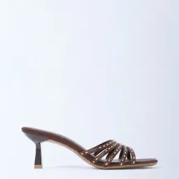 LUNA BLU by Westside Brown Embellished Kitten-Heel Sandals-image-47