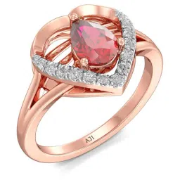 Joyalukkas 18k Rose Gold & Diamond Pink Heart Ring for Women-picture-36