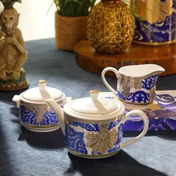 Pure Home and Living Blue & White Bone China Amalfi Printed Tea Sets - Set of 3 image 2