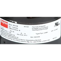 Dayton 1/20 HP Open Air-Over Stud Mount 1 Speed CW/CCW HVAC Motor, 3RCX2 image 3