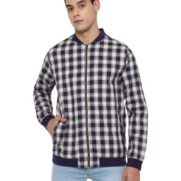 Forever 21 Blue Cotton Regular Fit Checks Jacket image 1